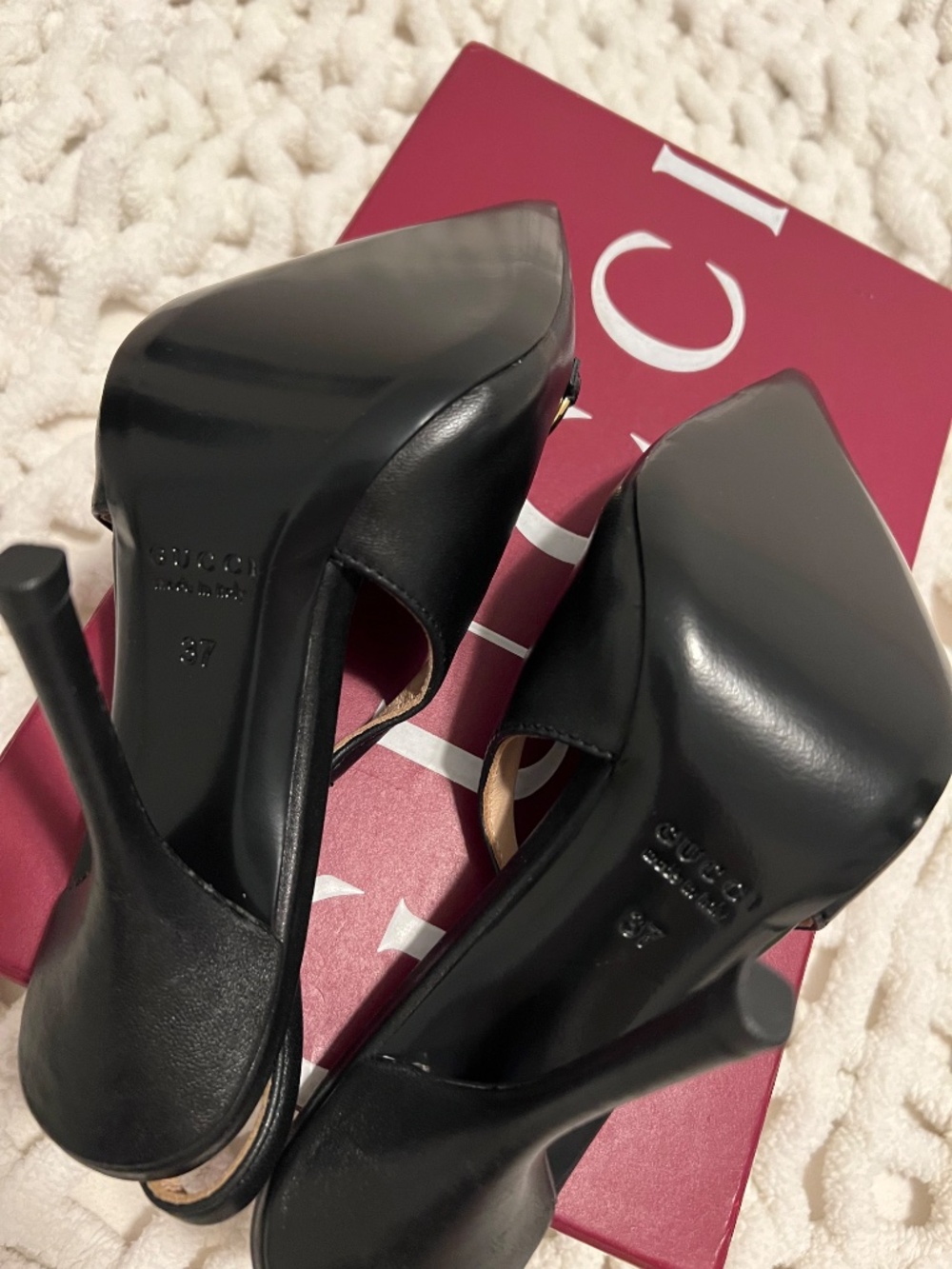Gucci Black Leather Horsebit Slingback Heels - Picture 6 of 6